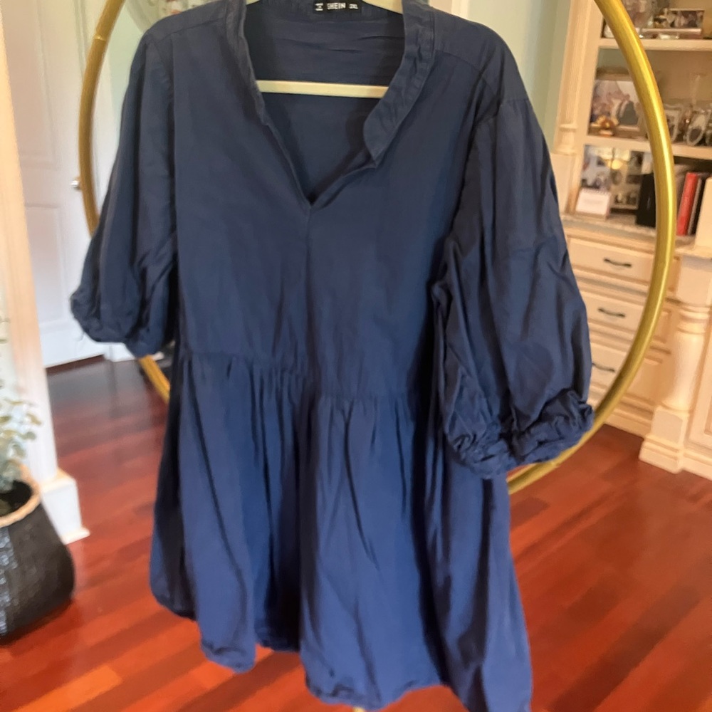 SHEIN Navy V-Neck Dress